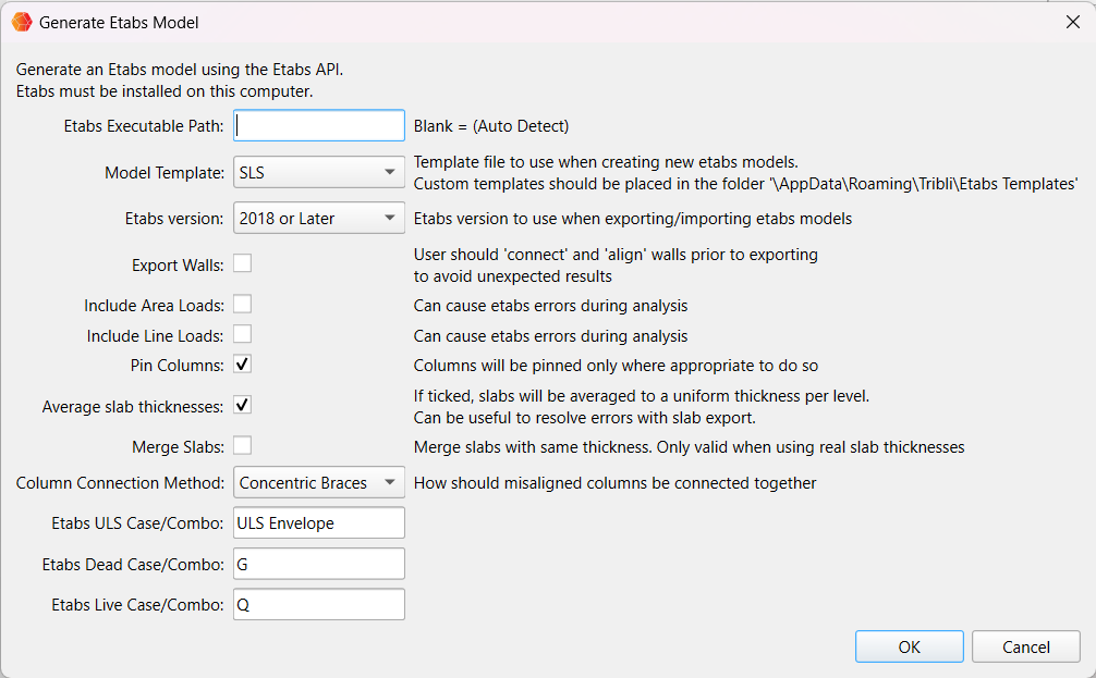 Etabs Export Dialog Etabs Export Dialog